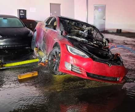 Tesla on fire