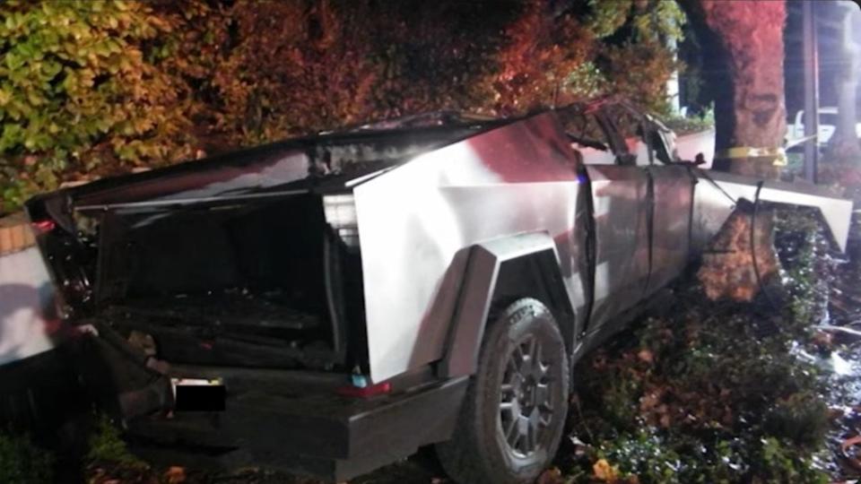 Cybertruck Crash Survivor Sues Tesla, Says Door System Trapped Him in Burning Wreck.