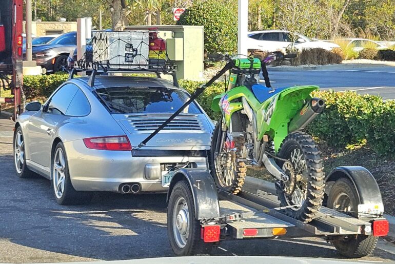 C4S ✔️ Trailer Attached to C4S with Dirt Bike ✔️ Roof Rack with Supplies ✔️