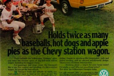 For context, this is a direct shot at Chevy's 1970s "Baseball, Hot Dogs, Apple Pie, and Chevrolet" ad campaign (Some of the most American things according to GM)