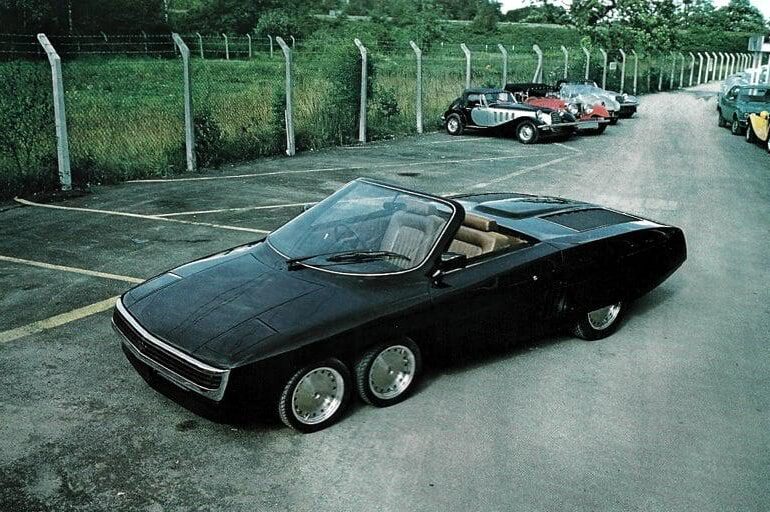 The Panther Six, a six-wheeled, twin-turboed 500cid Cadillac V8 oddity courtesy of Panther Westwinds. Two were built.