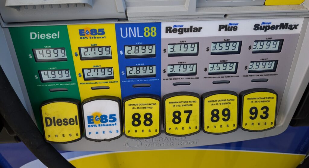 OK - what is the difference between E85, UNL88 and Regular? I just wanna fill up my Honda.