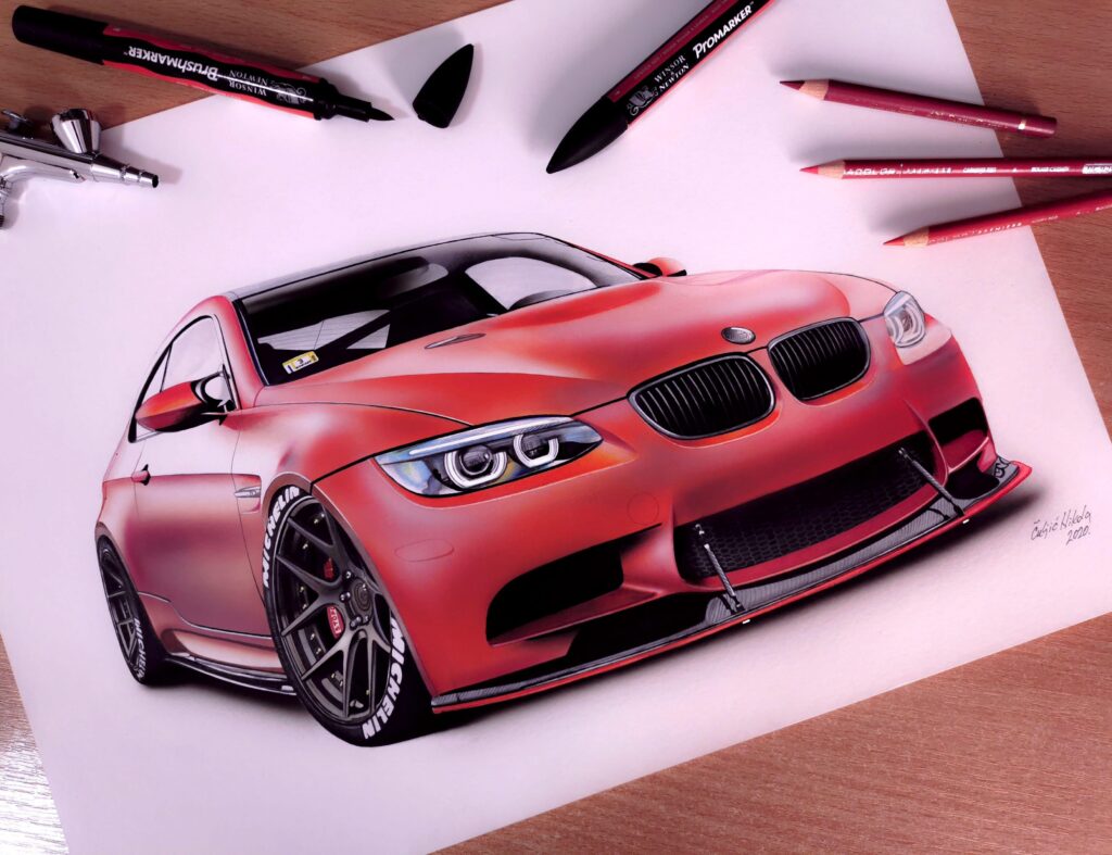 My hand-drawn BMW M3 e92