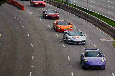 Look at this [multi] convoy I found — featuring [Ferrari SF90 XX], [McLaren 750S], [Ferrari Purosangue], [porsche gt3], and [Audi RS6].
