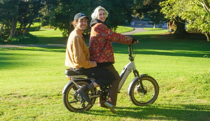 double-up riding on the Ride1Up Portola