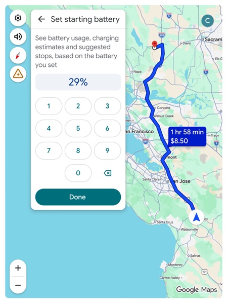 Google Maps for Android Auto will ask EV drivers for their starting battery percentage to better prepare for the trip ahead.
