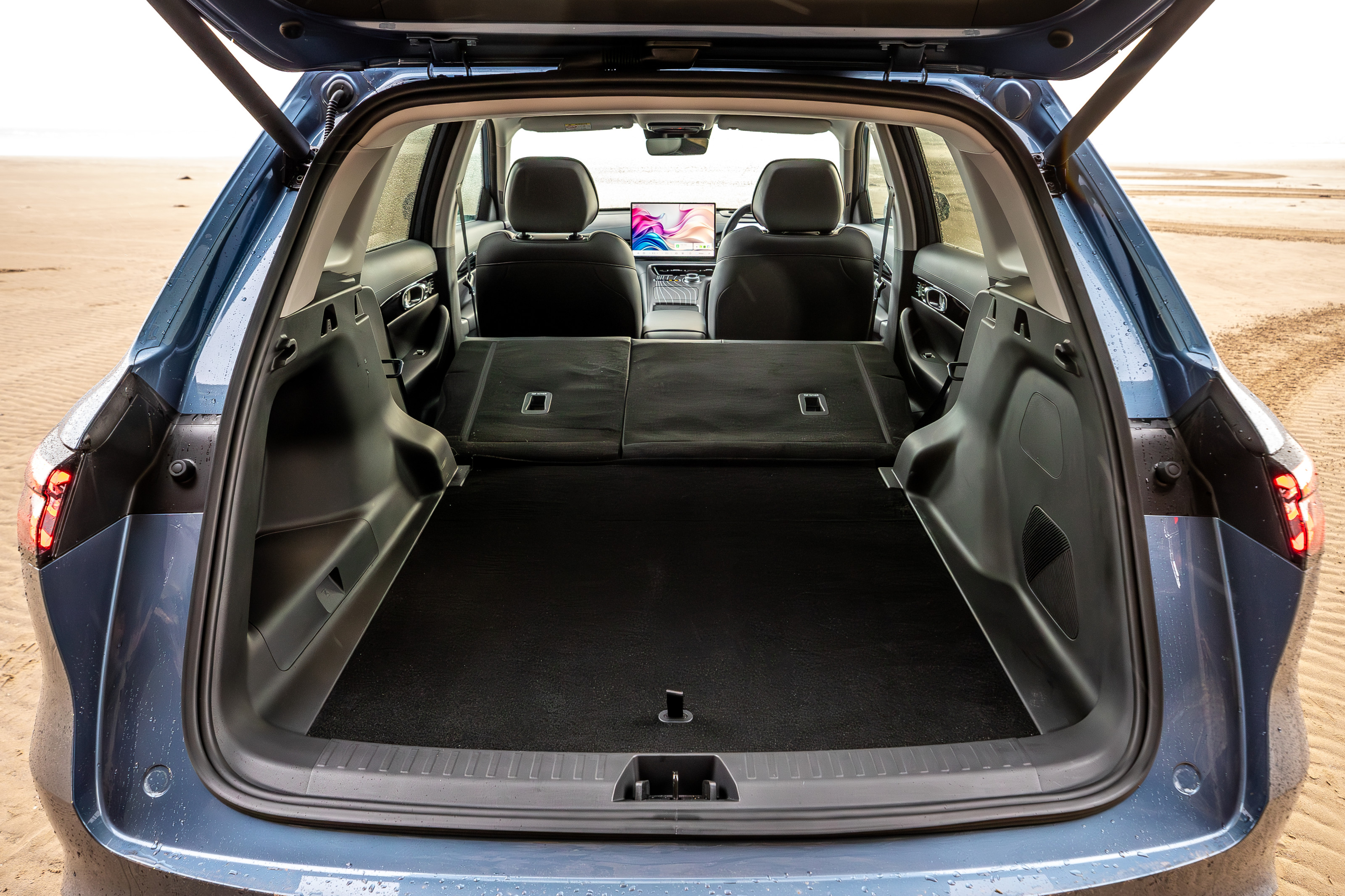 The interior is suitably spacious and flexible for an SUV
