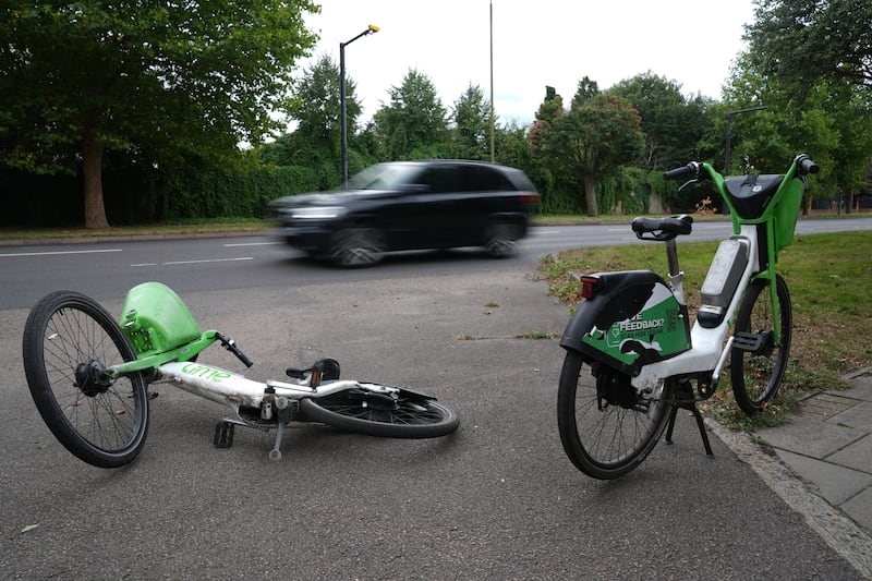 Poorly parked Lime bikes in west London