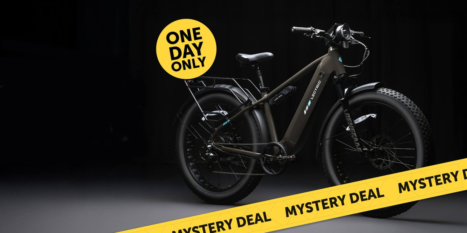 A bicycle with a yellow tape