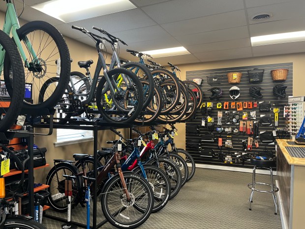 Encore Cycles bike shop officially opened its doors March 17 at 296 Moore Road, offering a range of bikes and repair services with an emphasis on accessibility for everyday riders. (Clara Wicinski -- The Morning Journal)