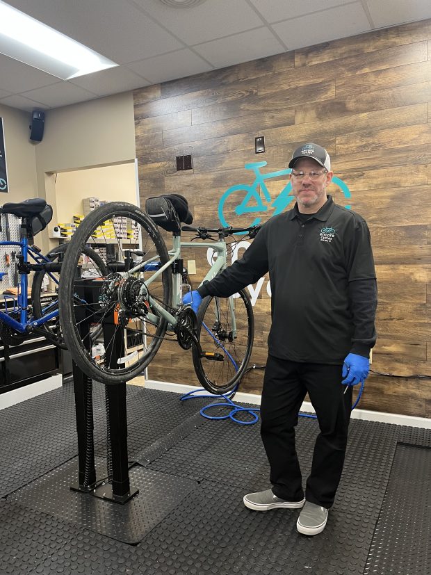Dan Sirkin, owner of Encore Cycles bike shop, said the shop is the result of a lifelong connection to biking that began at a young age. (Clara Wicinski -- The Morning Journal)