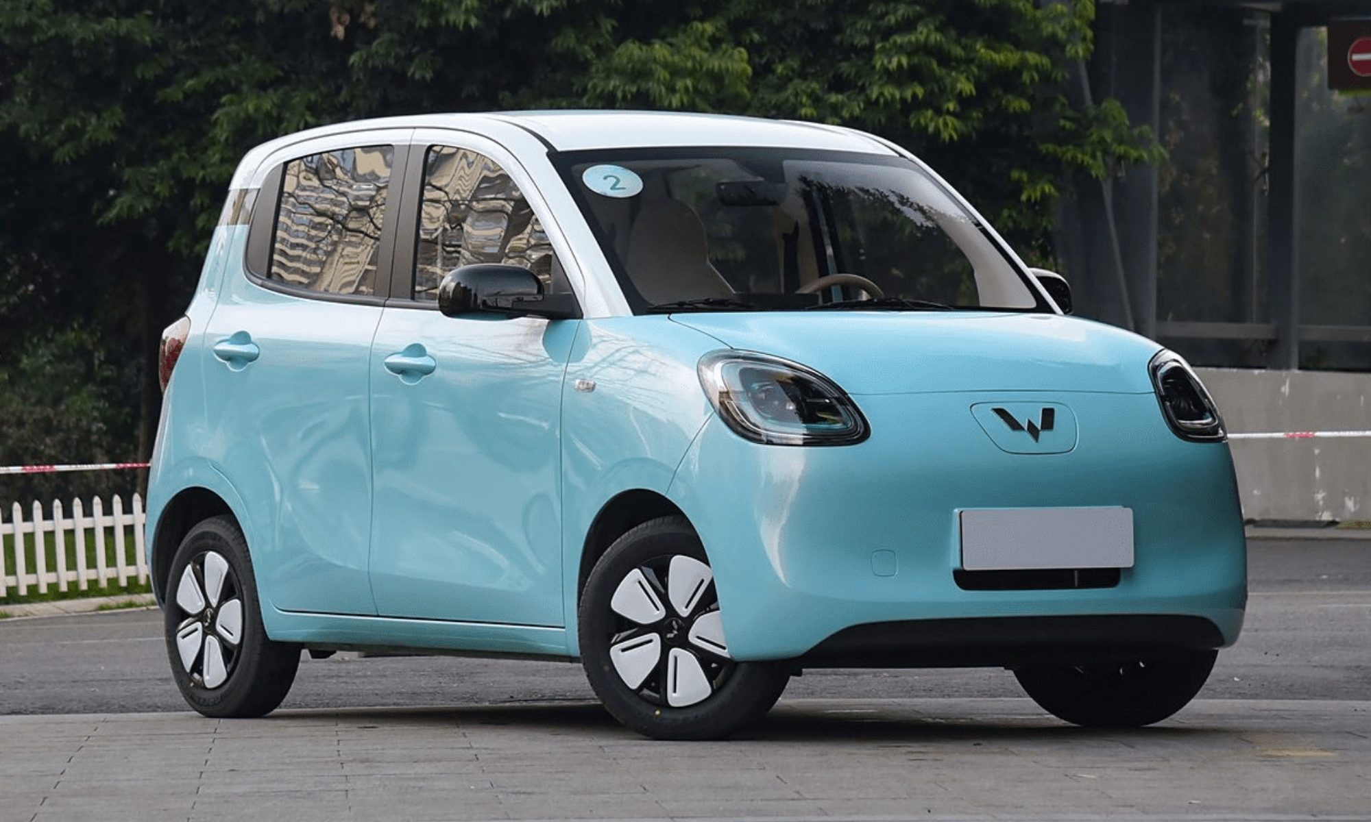 Wuling Hongguang Mini EV front profile.