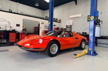 Passed an Autobody shop and saw a [Ferrari 246 GT Dino] [Ferrari 206 Dino] and [Ferrari 512 TR] all in the same place!