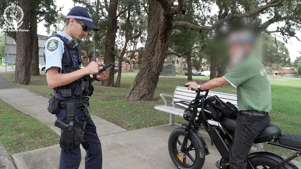 Officers focused on making people aware of the dangers of e-bike riding. Picture: NSW Police