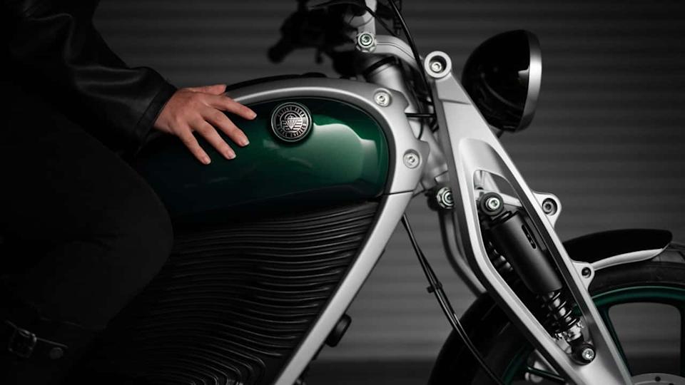 Royal Enfield Flying Flea C6 - Badge and Girder Front Fork Closeup