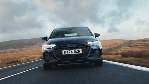 Best small hybrid cars: Audi A3 e TFSI - front, blue, driving