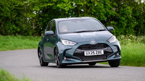 Best small hybrid cars: Toyota Yaris - front, green, driving
