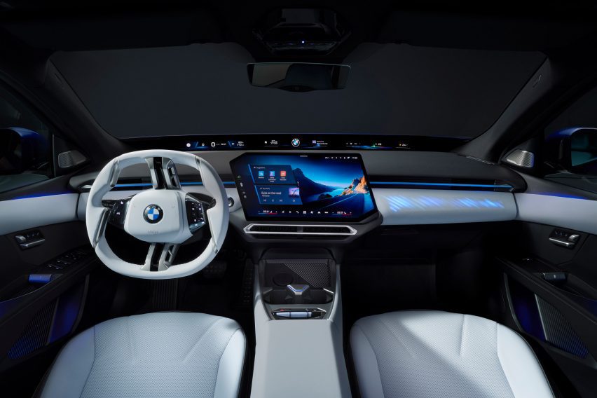 Image of the interior of the BMW i3 showing the Panoramic iDrive dashboard display