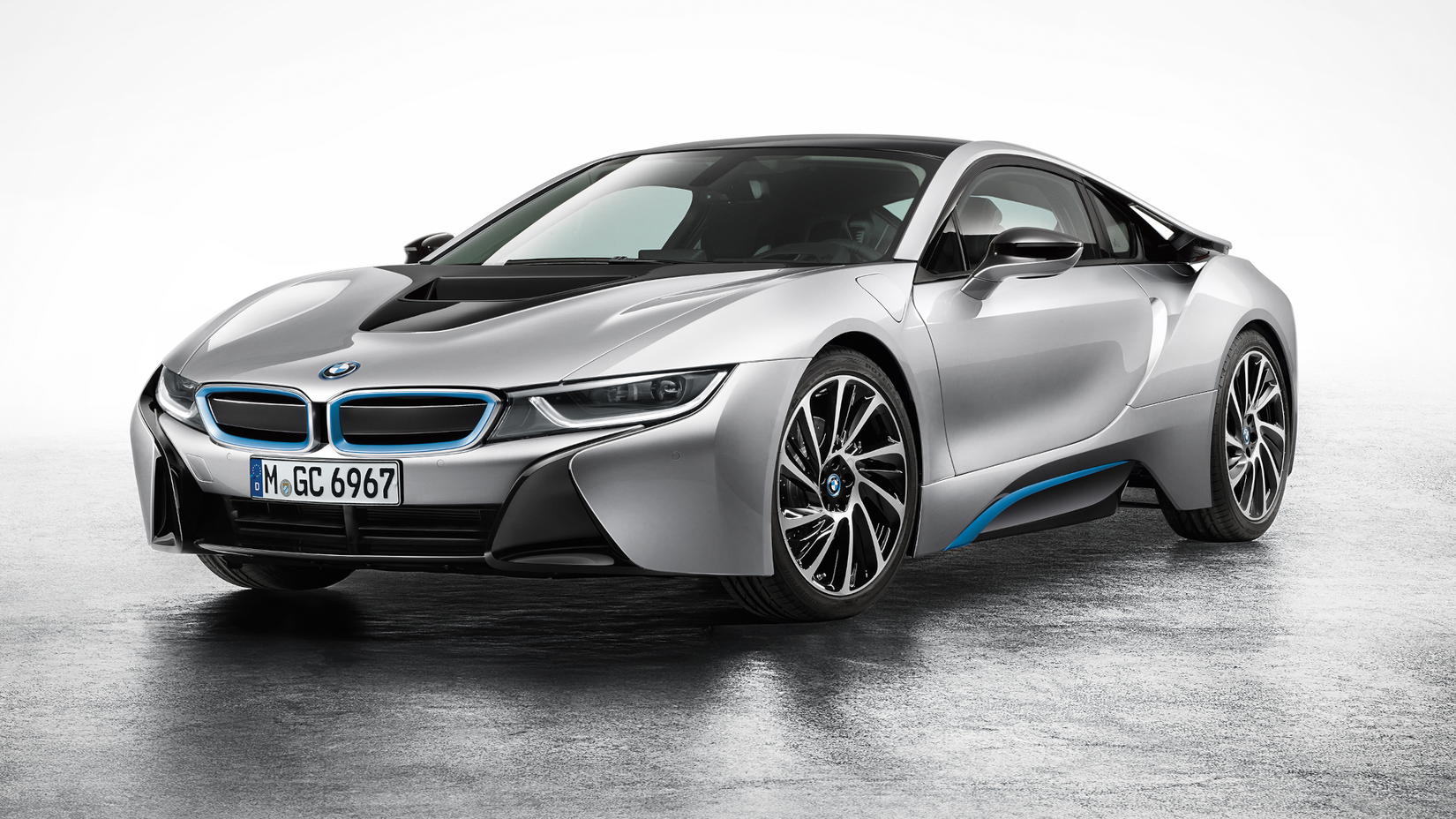 2014-2020 BMW i8 Silver Front Angled View