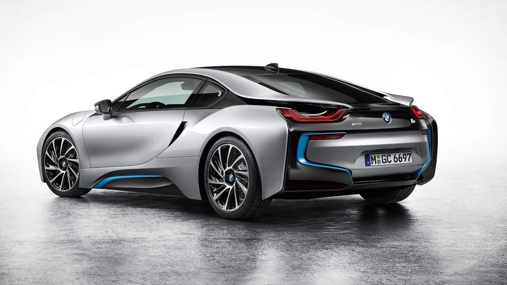 2014-2020 BMW i8 Silver Rear Angled View