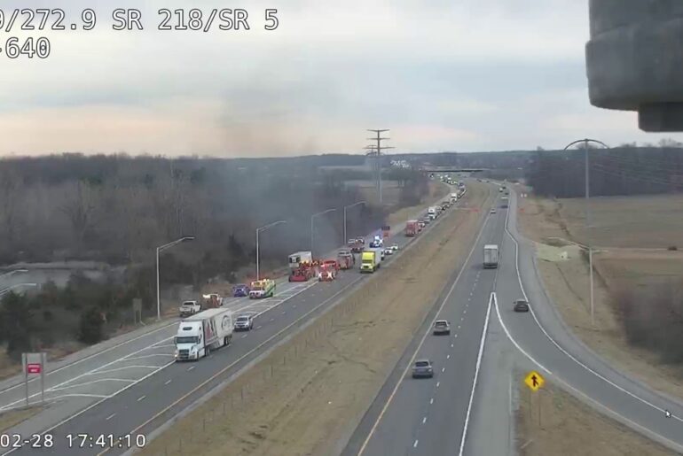 Driver killed when car crashes into parked semi on I-69 in Huntington County