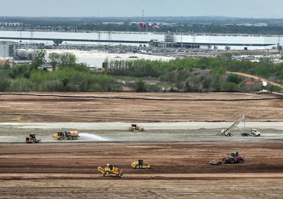 Construction is seen north of the Tesla Giga Texas factory in Austin on Wednesday, March 25, 2026. CEO Elon Musk said Tesla and SpaceX are planning the world’s largest chip manufacturing plant, called Terafab, but said this site would be used for a smaller facility focused on chip design. (Jay Janner/Austin American-Statesman)
