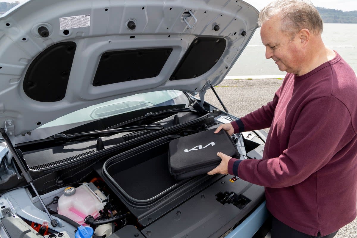 The Kia EV2 has a small frunk under the bonnet that's ideal for cable storage (Kia/Thorsten Weigl)