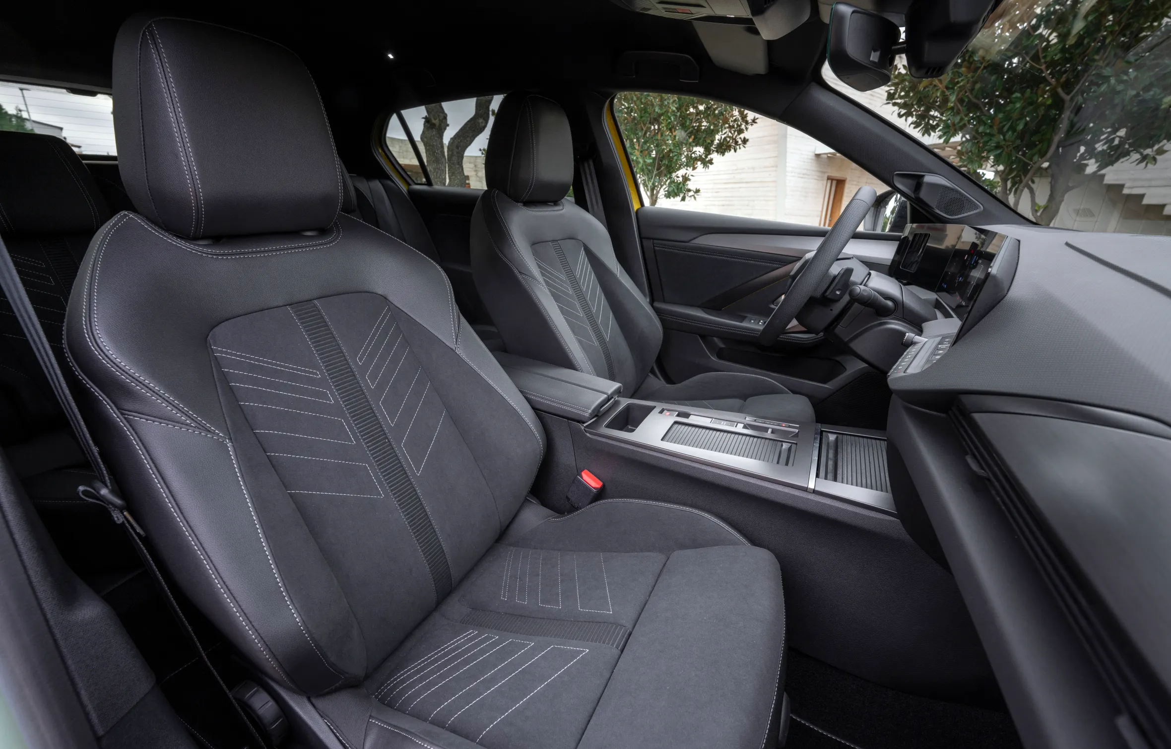 Interior of a 2026 Vauxhall Astra Hatch with black and gray seats.