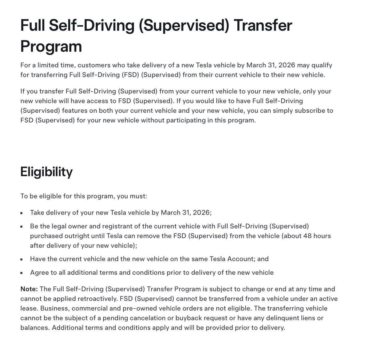 The updated language stating customers must take delivery by March 31st.