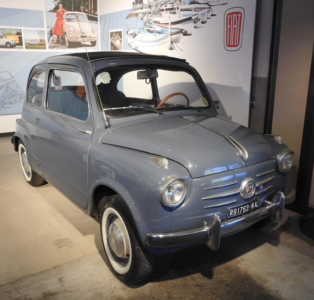 1956s Fiat 600 in a museum