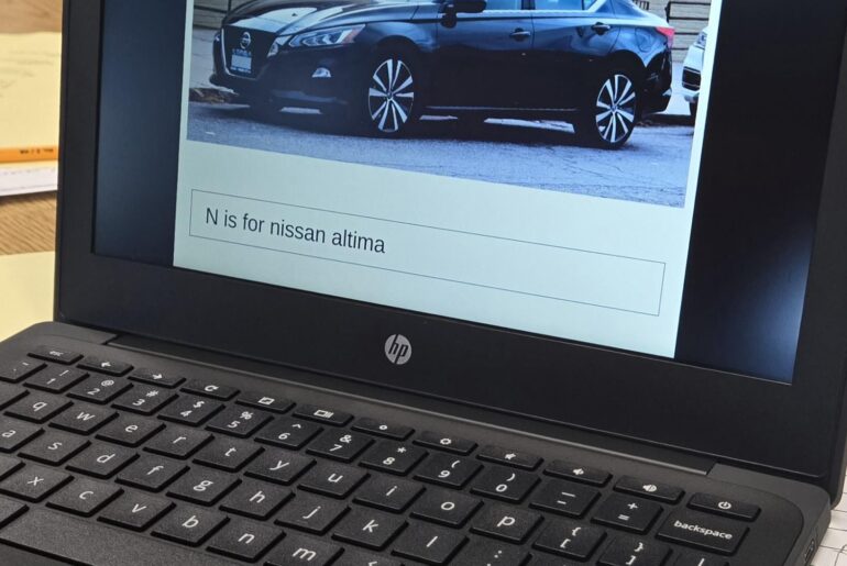 My son made an alphabet slide deck for the school open house