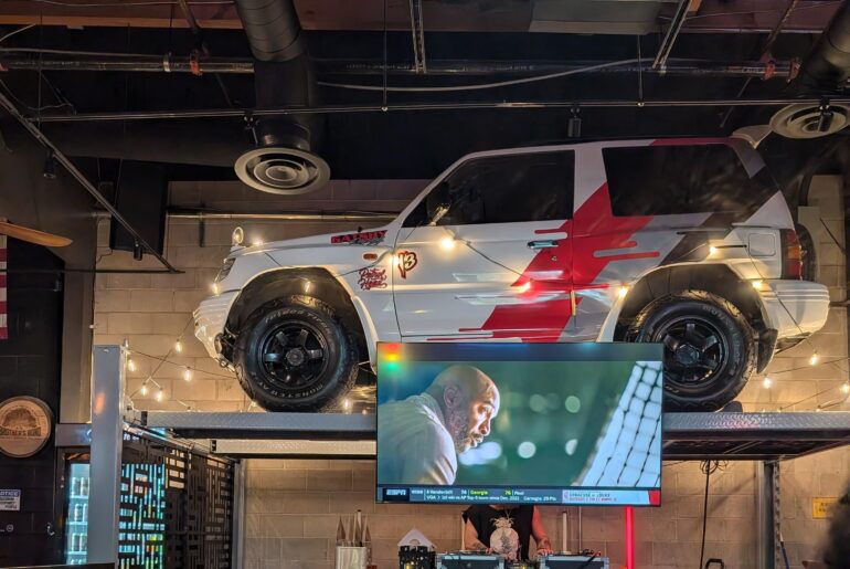[Mitsubishi Pajero ZX] on display at Petrol Head restaurant in Las Vegas, NV