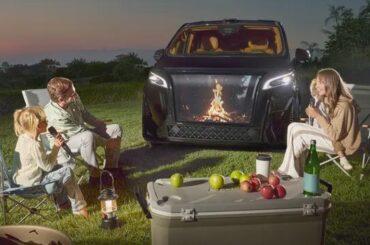 The Faraday Future FX Super One van has LEDs on the front "grille" that can double as a display, are you going to sit in a parking lot watching Regular Car Reviews on it?