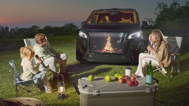 The Faraday Future FX Super One van has LEDs on the front "grille" that can double as a display, are you going to sit in a parking lot watching Regular Car Reviews on it?