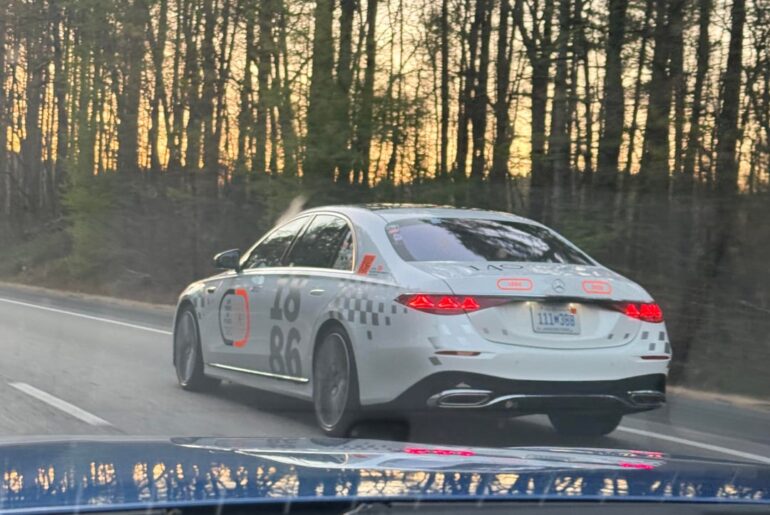 [Mercedes S-Class] Part of Mercedes-Benz International “140 Years. 140 Places.” program. This is 1/3 cars touring six continents showcasing the innovation of the brand over the last 140 years. Spotted on I20-W near Oxford, AL.