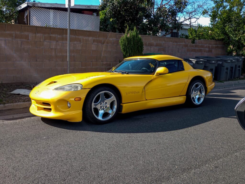 So bright there's a ray of light coming off of it [Dodge Viper]