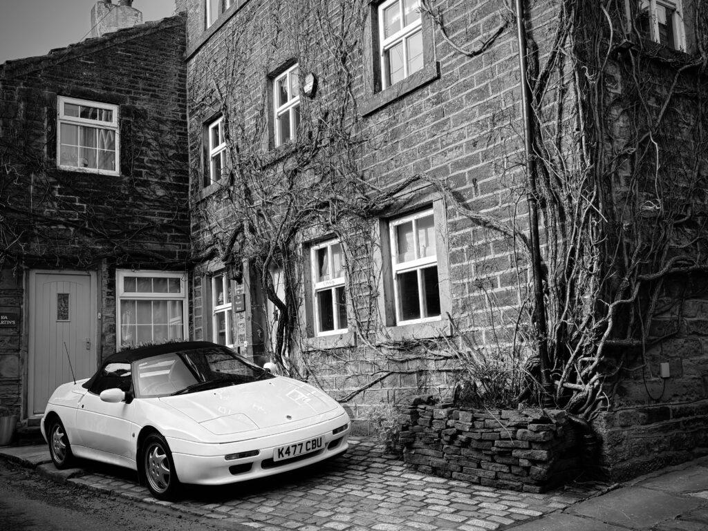 [Lotus Elan] parked picturesquely in Yorkshire