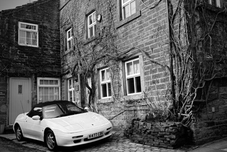 [Lotus Elan] parked picturesquely in Yorkshire