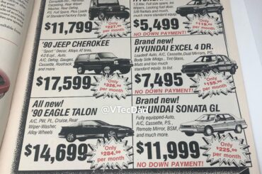 Found an old car magazine with a local dealership advertisement.. 1990’s Pricing!