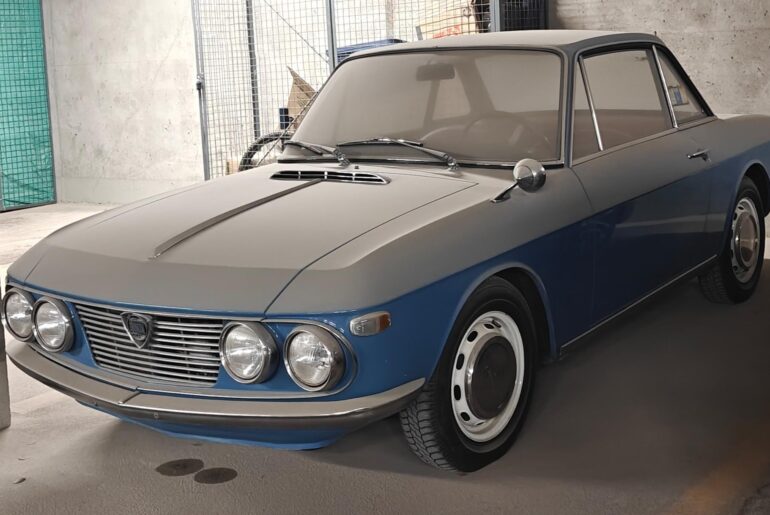 [Lancia Fulvia] In my building's parkade for the winter. The dust on top... 😭
