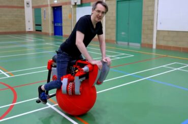 Electric bike balances on one giant ball wheel