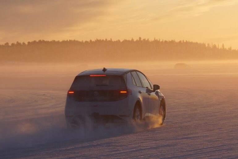A VW ID EVERY1 in winter testing using Rivian tech