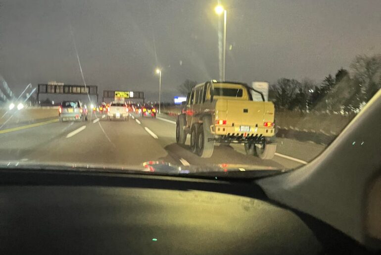 On the NJ Turnpike with temp plates [Mercedes Brabus 6x6 G700]
