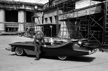 Bobby Darin stands beside his $150,000 hand-made automobile called the Bobby Darin Dream Car
