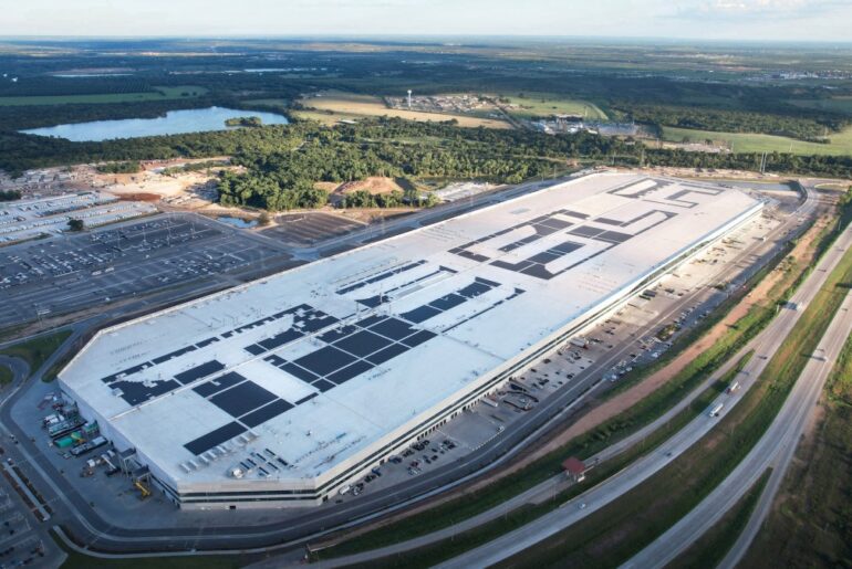 Aerial image of the Tesla factory near Austin