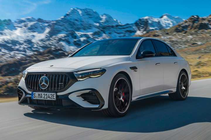 2025 Mercedes-AMG E53 Sedan Front Angle View Driving