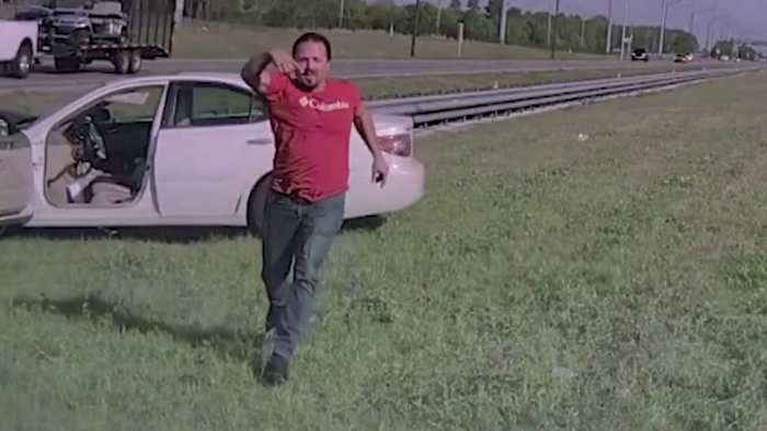 Footage from Tesla car show attack on Good Samaritan along Florida expressway