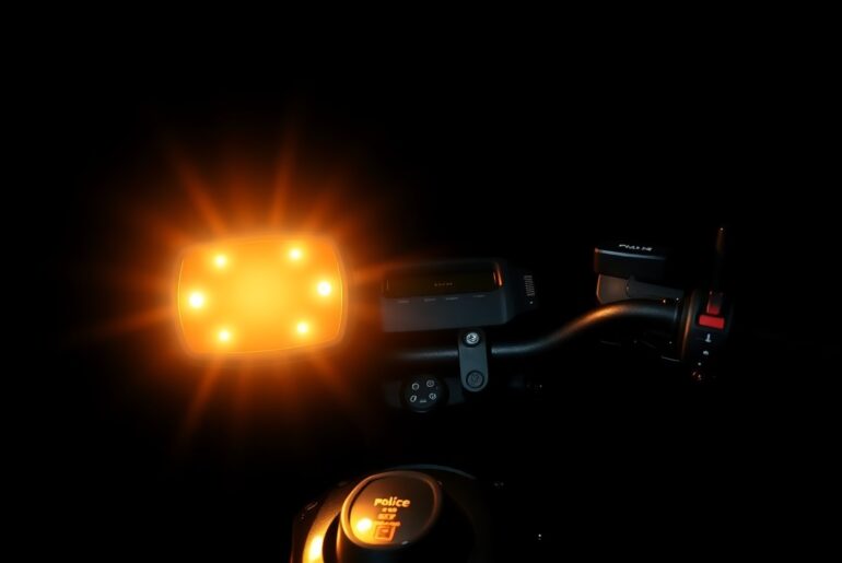 An extreme close-up of a police e-bike