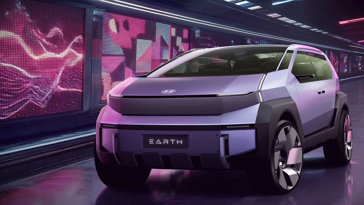 The Earth SUV features boxy volumes around a rugged, geometric profile