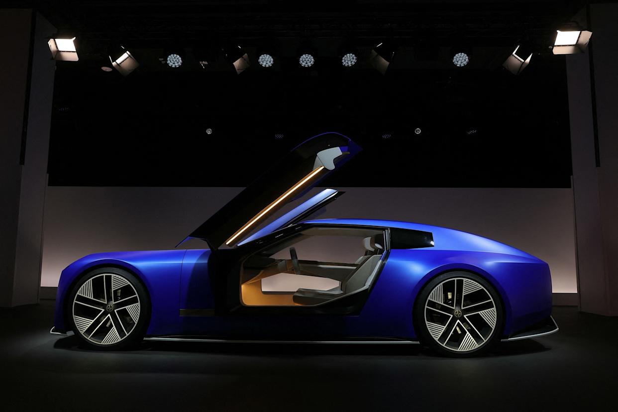 Thomas Samson/AFP via Getty Images - PHOTO: The Jaguar Type 00 concept car is displayed during its Europe presentation event in Paris, March 21, 2025.